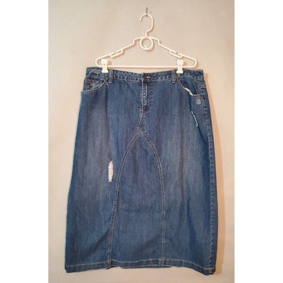 Cato Skirts Cato Woman Skirt 8w Aline Midi Modest Denim Blue Jean